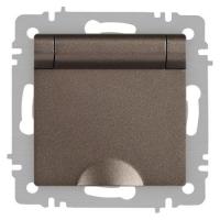 Розетка 1-м СП Accent 6-203-08 16А IP20 250В 2P+E Schuko с крышкой AL/CU Accent бронза Intro Б0063436