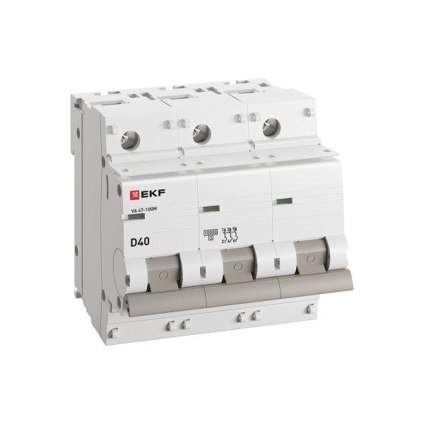 Выключатель автоматический модульный 3п D 40А 10kA ВА 47-100M без теплового расцеп. PROxima EKF mcb47100m-3-40D-pro
