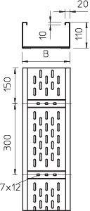 Лоток листовой перфорированный 400х110 L6000 сталь 2мм WKSG 140 FT OBO 6098149