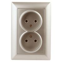 Розетка 1-м СП Solo 4-204-04 2х2P 16А 250В IP20 без заземл. шампань Intro Б0053669