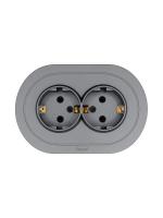 Розетка 2-м СП OSEN с заземл. ПБТ круглая механизм сер. матов. LEZARD 744-7400-127B