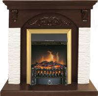 Royal Flame Каминокомплект Bern Сланец мелкий белый / Темный дуб с очагом Fobos FX Brass