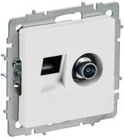 Розетка 2-м BRITE РТВ/РК12-БрАБ TV+RJ45 кат.5E механизм арктич. бел. IEK BR-AK20-1-K91