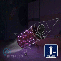 Светодиодная гирлянда Rich LED 10 м, 100 LED, 24В, соединяемая, влагозащитный колпачок, фиолетовая, мерцающая, прозрачный провод,