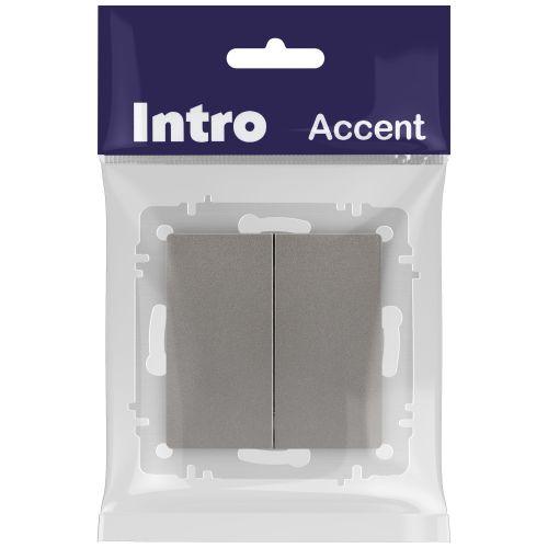 Выключатель 2-кл. СП Accent 6-104-09 10А IP20 250В AL/CU титан Intro Б0063499