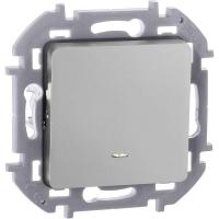 Переключатель 1-кл. Inspiria 10А IP20 250В 10AX с подсветкой/индикацией механизм алюм. IEK 673662