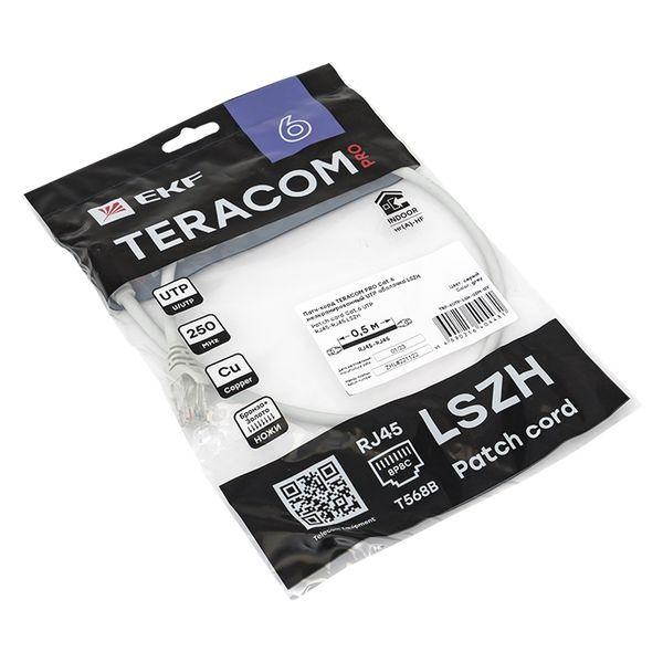 Патч-корд кат.6 экранированный UTP оболочка LSZH сер. (0.5м) TERACOM PRO EKF TRP-6UTP-LSH-05M-GY