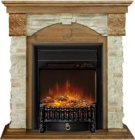 Royal Flame Каминокомплект Dublin (Разборный) - Дуб коньяк / Камень Онтарио с очагом Fobos FX M Black RC