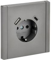 Розетка FORTE&PIANO FP547 16А USB A+C 18Вт с заземл. защ. шторки винт. крепл. сталь IEK FP-R14-16-U22-018-K46