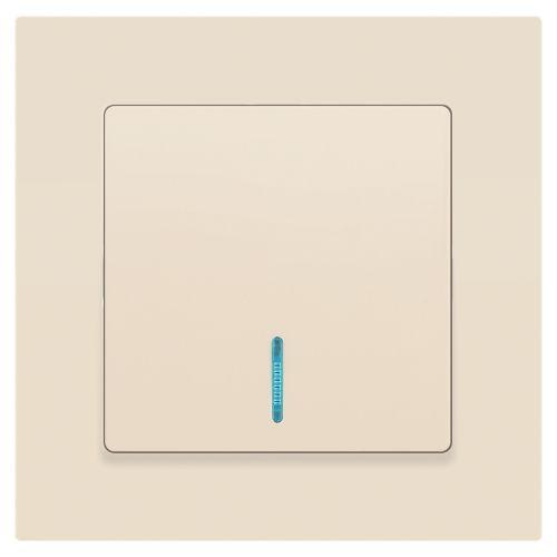 Выключатель 1-кл. СП Accent 6-102-02 10А IP20 250В с подсветкой AL/CU сл. кость Intro Б0063428