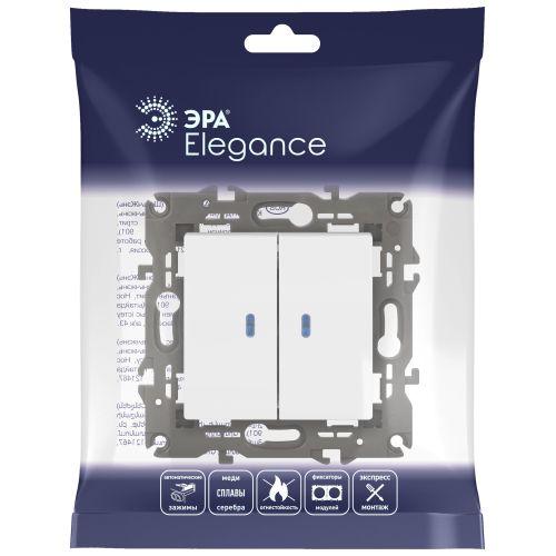 Выключатель 2-кл. СП Elegance 14-1105-01 10А IP20 250В 10AX с подсветкой механизм бел. Эра Б0034237