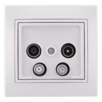 Розетка телевизионная оконечная TV/R/SAT/SAT 2-м Mira с бел. вставкой бел. LEZARD 701-0202-159