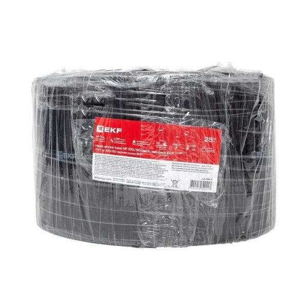 Трубка термоусадочная ТУТ нг 100/50 черн. PROxima (уп.25м) EKF tut-100-b
