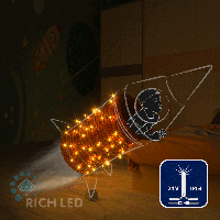 Светодиодная гирлянда Rich LED 10 м, 100 LED, 24 В, соединяемая, желтая, мерцающая, прозрачный провод