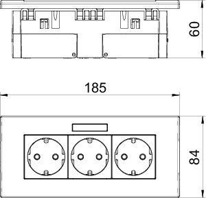 Блок розеточный 3-м AR45 3хModul45 DE-RW D0RW3B 16А 84х185х59мм укомплектован. с маркир. бел. OBO 6119433