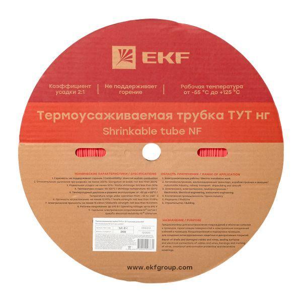 Трубка термоусадочная ТУТ нг 2/1 красн. (уп.200м) EKF tut-2-r