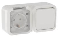 Блок ОП розетка + выключ. горизонт. TORS 16А IP55 TS342 бел. IEK TS-G10-6-55-V-K01