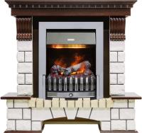 Dimplex Каминокомплект Pierre Luxe угловой - Темный дуб / Белый (Высота 1020мм) с очагом Danville Chrome FB2