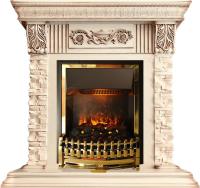 Dimplex Каминокомплект Luxemburg (каменный) - Сланец/Cлоновая кость с патиной с очагом Atherton