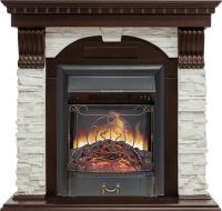 Royal Flame Каминокомплект Dublin угловой - Темный дуб / Сланец белый с очагом Majestic FX Black