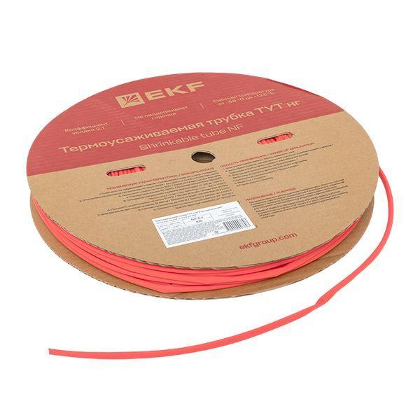 Трубка термоусадочная ТУТ нг 6/3 красн. (уп.100м) EKF tut-6-r