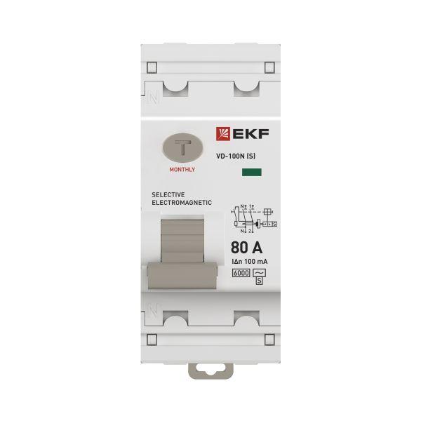 Выключатель дифференциального тока 2п 80А 100мА тип AC 6кА ВД-100N (S) электромех. PROxima EKF E1026MS80100