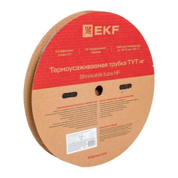Трубка термоусадочная ТУТ нг 20/10 черн. (уп.100м) EKF tut-20-b