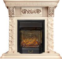 Royal Flame Каминокомплект Luxemburg (каменный) - Сланец/Cлоновая кость с патиной с очагом Majestic FX M Black RC