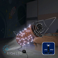 Светодиодная гирлянда Rich LED 10 м, 100 LED, 24 В, соединяемая, белая, мерцающая, черный провод,