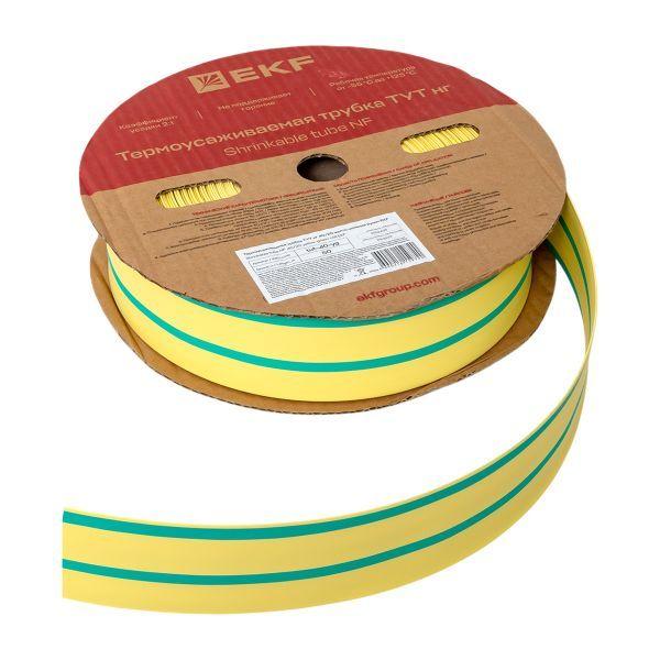 Трубка термоусадочная ТУТ нг 40/20 желт./зел. (уп.50м) EKF tut-40-yg