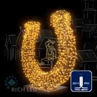 Светодиодная гирлянда Rich LED 10 м, 100 LED, 220 В, соединяемая, влагозащитный колпачок, желтая, белый провод,