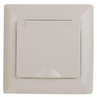 Розетка 1-м СП Solo 4-203-02 16А 250В IP20 2P+E Schuko с заземл. защ. крышка слон. кость Intro Б0053658