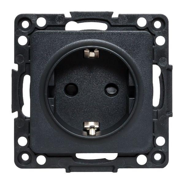 Розетка 1-м СП Стокгольм 16А IP20 с заземл. защ. шторки механизм черн. PROxima EKF EZR16-028-10