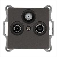 Розетка телевизионная оконечная TV + FM + SAT 3-м Ф9.5мм механизм мокко Jasmart G6206Z