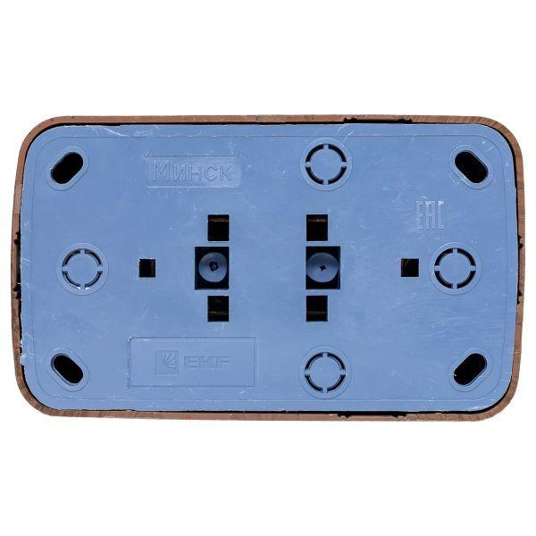 Розетка 2-м ОП Минск 16А IP20 с заземл. темн. дерево EKF EGR16-128-40