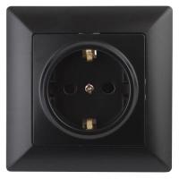 Розетка 1-м СП Solo 4-206-05 16А 250В IP20 2P+E Schuko с заземл. защ. шторки антрацит Intro Б0053685