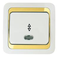 Выключатель проходной Mimoza с подсветкой с зол. вставкой Makel 12225