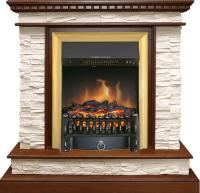 Royal Flame Каминокомплект Calgary - Дуб / Сланец бежевый с очагом Fobos FX Brass
