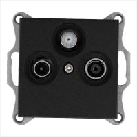 Розетка телевизионная оконечная TV + FM + SAT 3-м Ф9.5мм механизм антрацит Jasmart G6206B