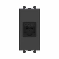 Розетка компьютерная 1мод. Avanti "Черный матовый" RJ45 кат.6A без шторок модульная механизм DKC 4412671