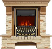 Royal Flame Каминокомплект Pierre Luxe - Дуб / Сланец с очагом Aspen Gold