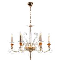 Подвесная люстра Crystal Lux CATARINA SP6 V2 GOLD/TRANSPARENT-COGNAC