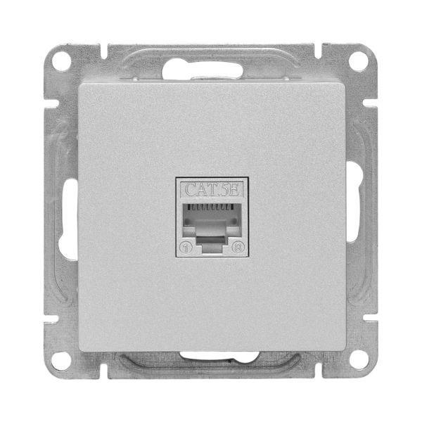 Розетка компьютерная 2-м СП Эпика RJ45 кат.5 механизм алюм. EKF UP1-SOA-2RJ45-5