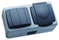Выключатель 2-кл. + розетка IP44 с крышкой Makel 37064203