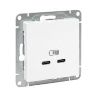 Розетка 2-м СП Эпика USB-C механизм бел. EKF UP1-SOW-2USBC