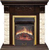 Royal Flame Каминокомплект Luxemburg (каменный) - Сланец/Темный дуб с очагом Majestic FX M Brass