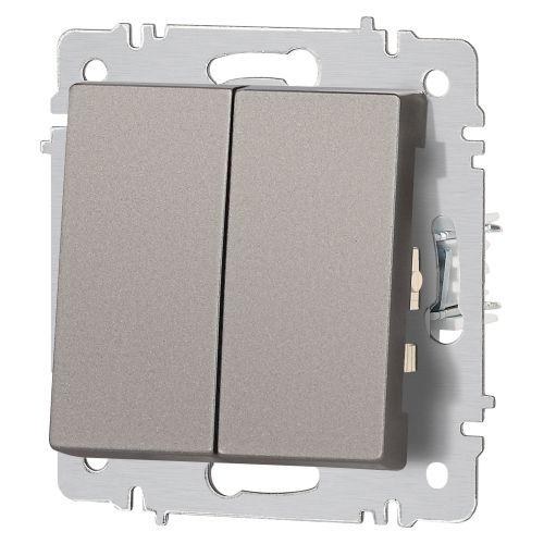 Выключатель 2-кл. СП Accent 6-104-09 10А IP20 250В AL/CU титан Intro Б0063499