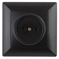 Розетка 1-м СП Solo 4-201-05 2P 16А 250В IP20 без заземл. антрацит Intro Б0053645