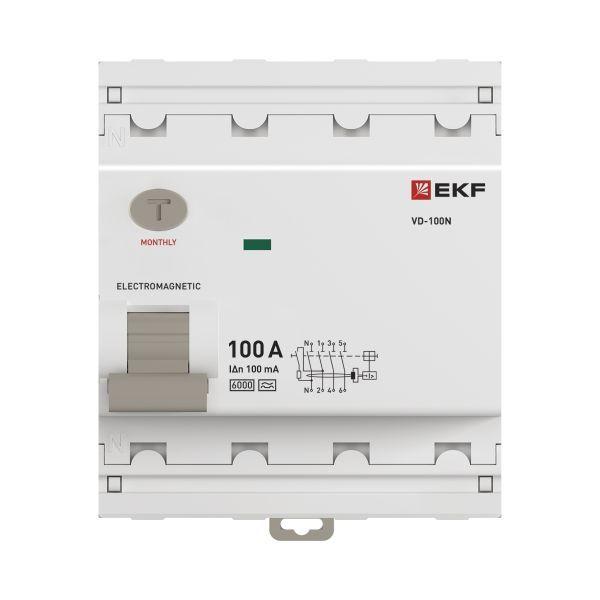 Выключатель дифференциального тока 4п 100А 100мА тип A 6кА ВД-100N электромех. PROxima EKF E1046MA100100