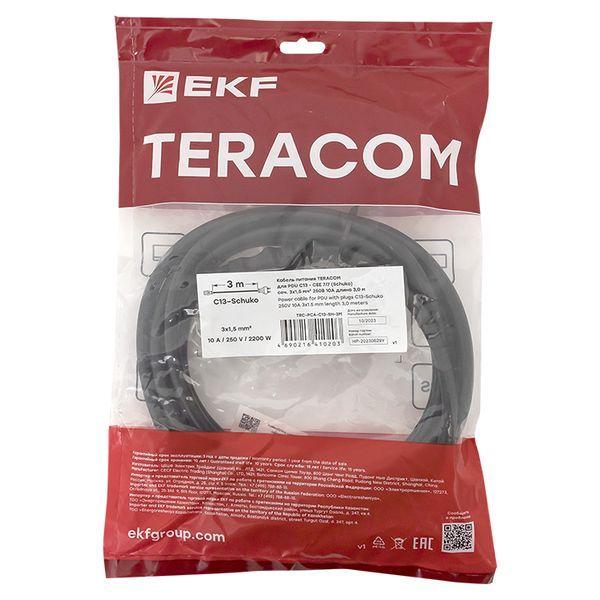 Кабель питания TERACOM для PDU C13 - CEE 7/7 (Schuko) сеч. 3х1.5кв.мм 250В 10А 3.0м EKF TRC-PCA-C13-SH-3M